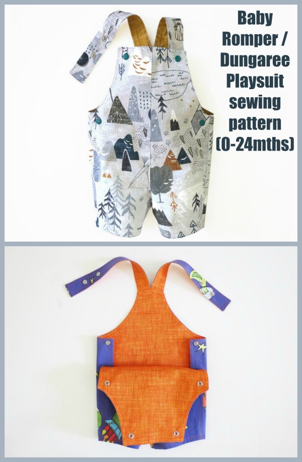 Baby Romper / Dungaree Playsuit sewing pattern (0-24mths)