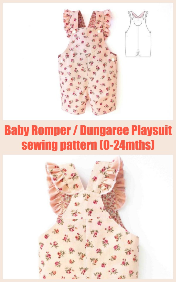 Baby Romper / Dungaree Playsuit sewing pattern (0-24mths)