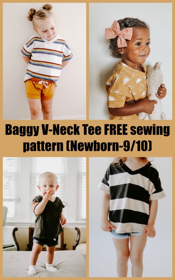 Baggy V-Neck Tee FREE sewing pattern (Newborn-9/10)