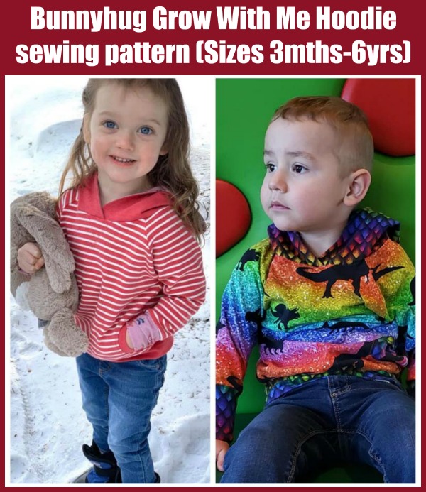 Bunnyhug Grow With Me Hoodie sewing pattern (Sizes 3mths-6yrs)