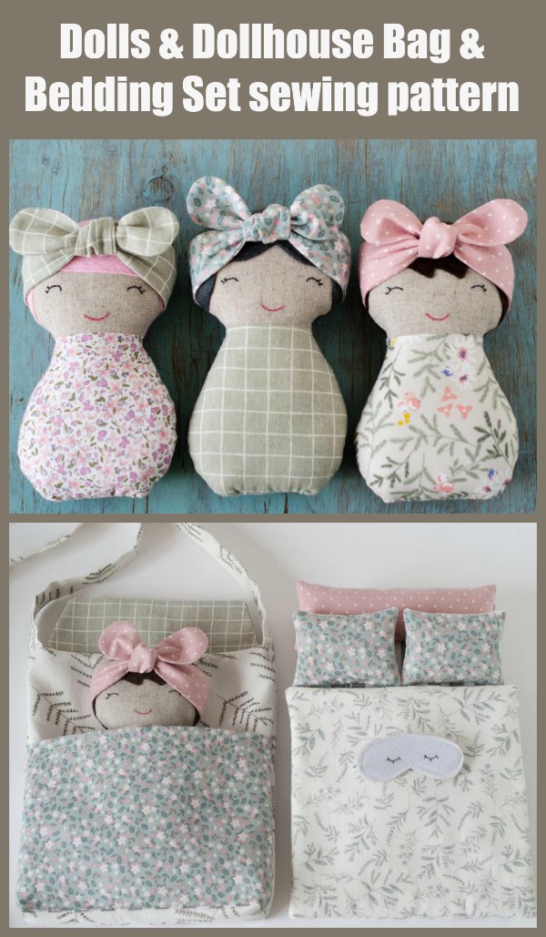 Dolls and Dollhouse Bag and Bedding Set sewing pattern