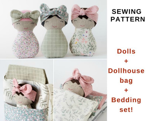 Dolls and Dollhouse Bag & Bedding Set sewing pattern