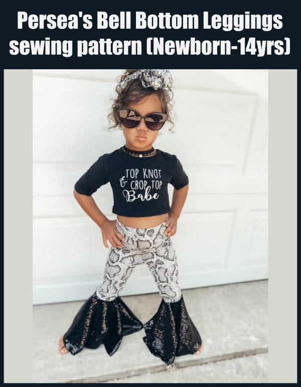 Persea’s Bell Bottom Leggings Sizes XXS to 3X Adults PDF Pattern