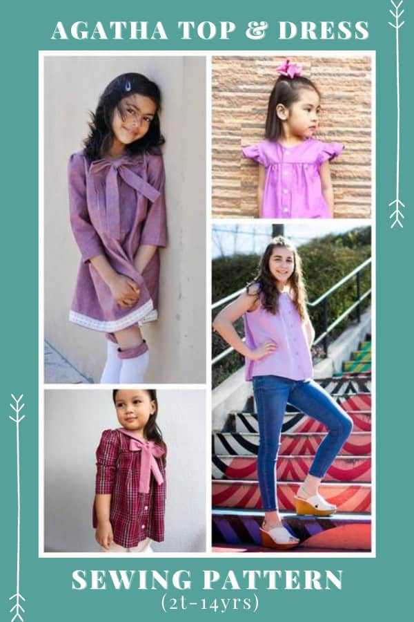 Agatha Top and Dress sewing pattern (2T to 14 years)