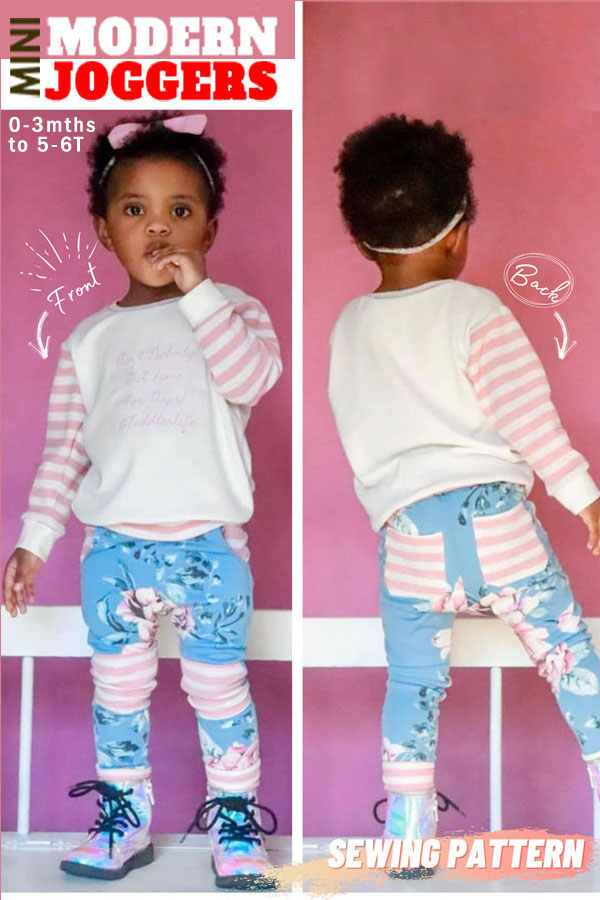 Mini Modern Joggers sewing pattern (0-3mths to 5-6T)