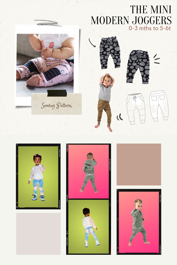 Mini Modern Joggers sewing pattern (0-3mths to 5-6T)