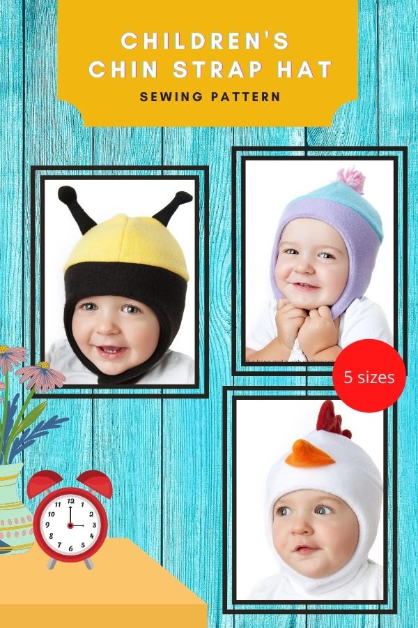 Children's Chin Strap Hat sewing pattern (5 sizes)