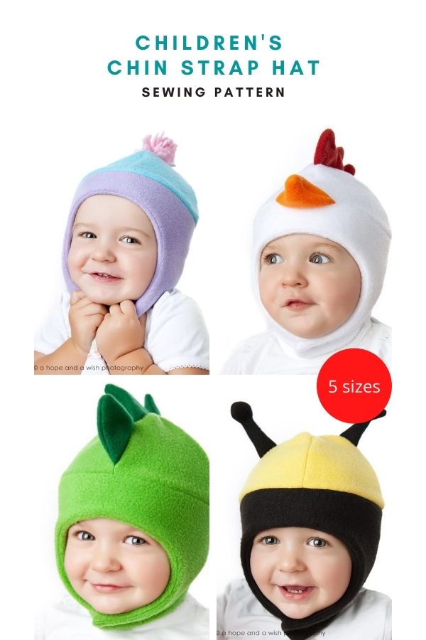 Children's Chin Strap Hat sewing pattern (5 sizes)