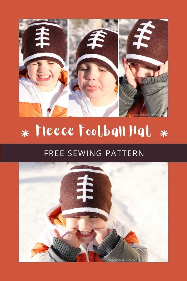 FREE sewing pattern for the Fleece Football Hat