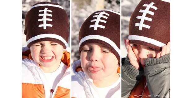 FREE sewing pattern for the Fleece Football Hat