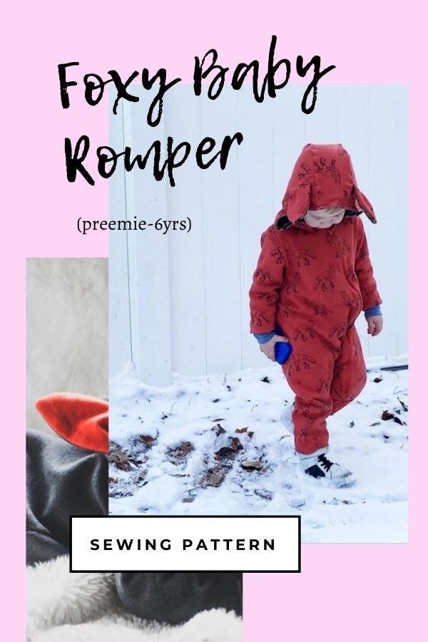 Sewing pattern for the Foxy Baby Romper (preemie-6yrs)