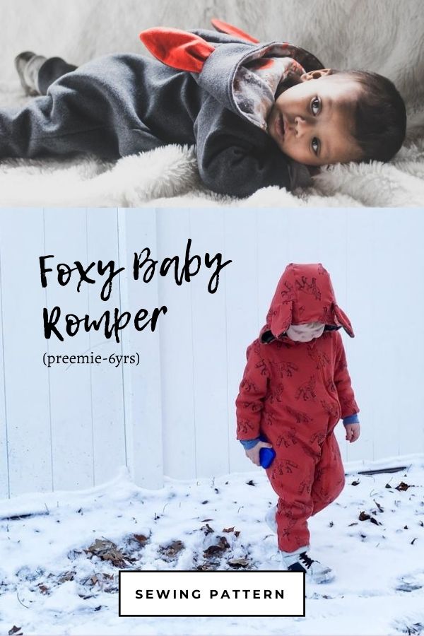 Sewing pattern for the Foxy Baby Romper (preemie-6yrs)