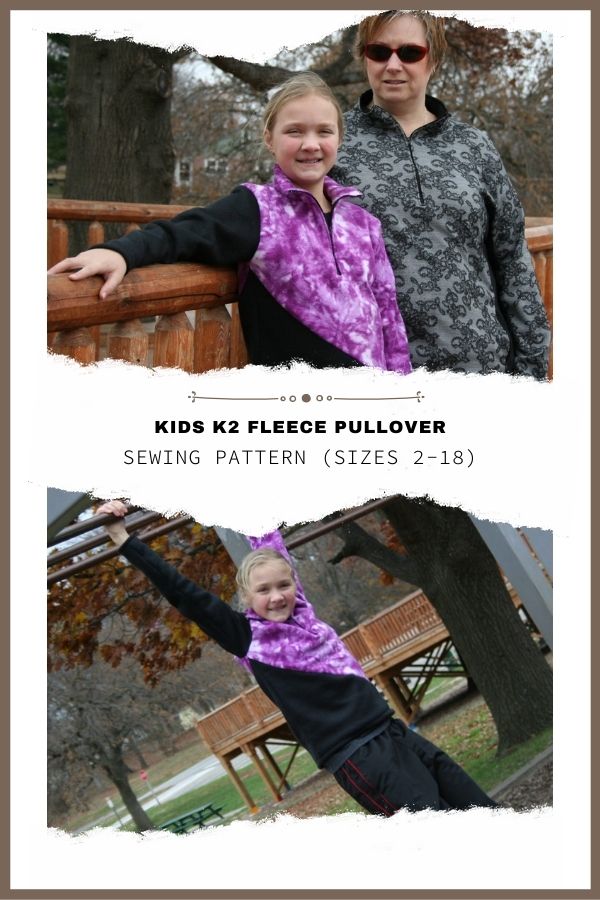 Sewing pattern for the Kids K2 Fleece Pullover (sizes 2-18)