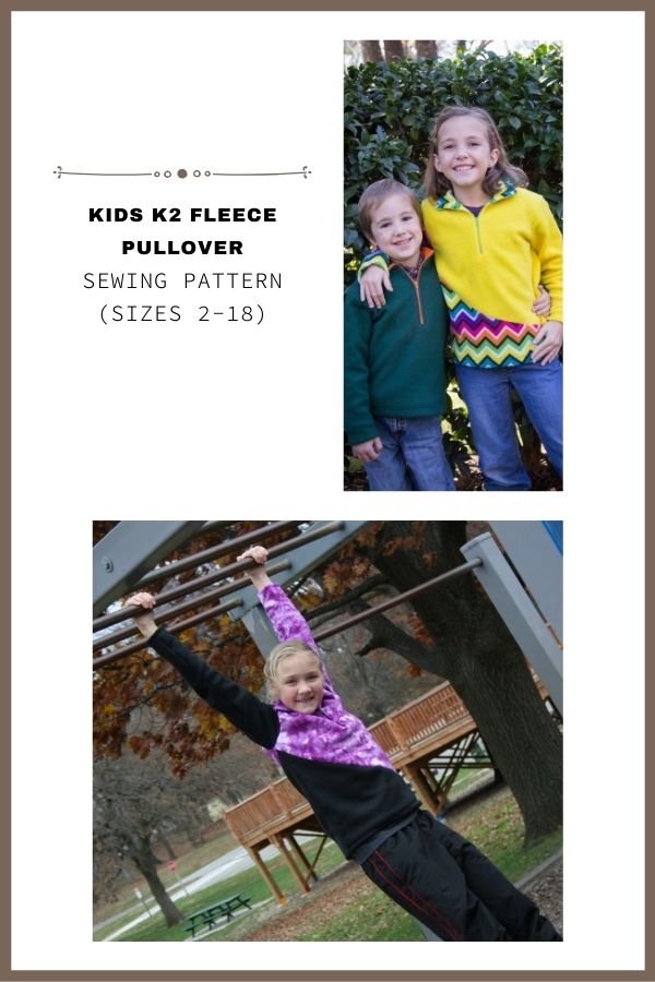 Sewing pattern for the Kids K2 Fleece Pullover (sizes 2-18)