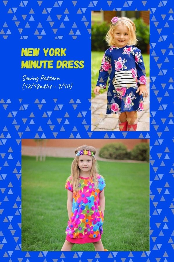 Sewing pattern for the New York Minute Dress (12/18mths - 9/10)