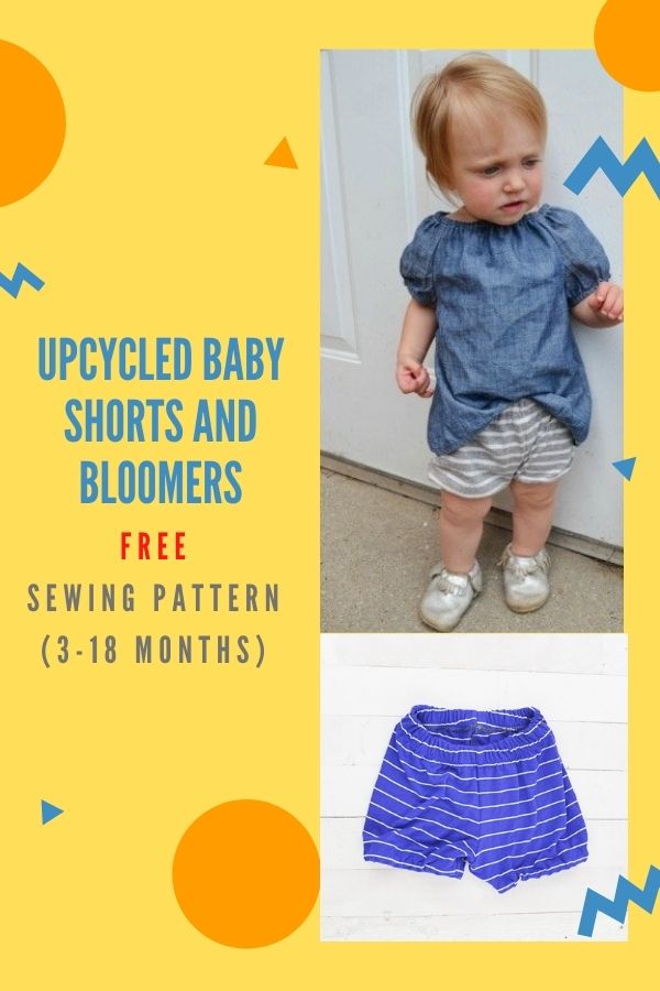 FREE sewing pattern for Upcycled Baby Shorts and Bloomers (3-18 months)