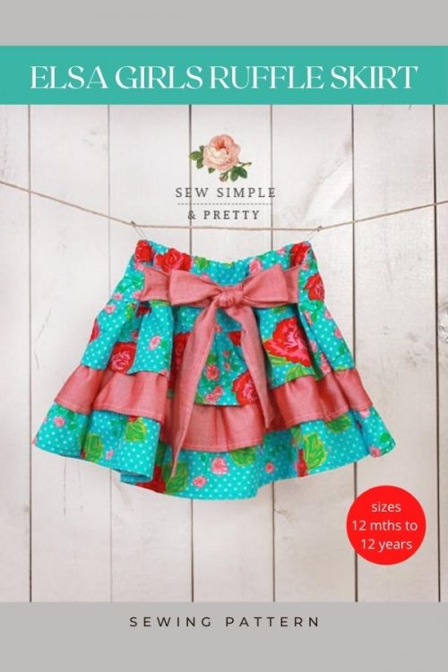 Elsa Girls Ruffle Skirt sewing pattern (12mths12yrs) Sew Modern Kids