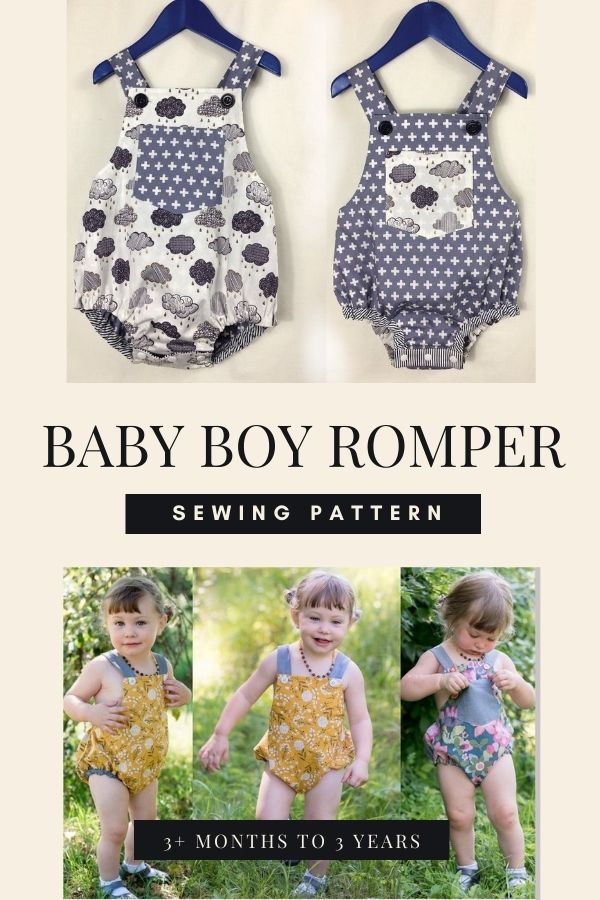 Sewing pattern for a Baby Boy Romper (3+ months to 3 years)