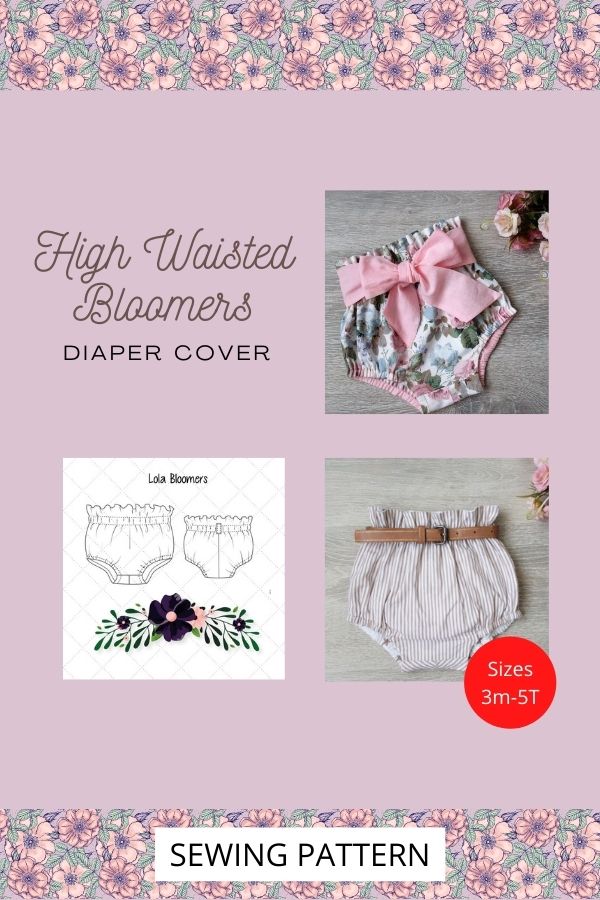 High Waisted Bloomers (Diaper Cover) sewing pattern (Sizes 3m-5T)