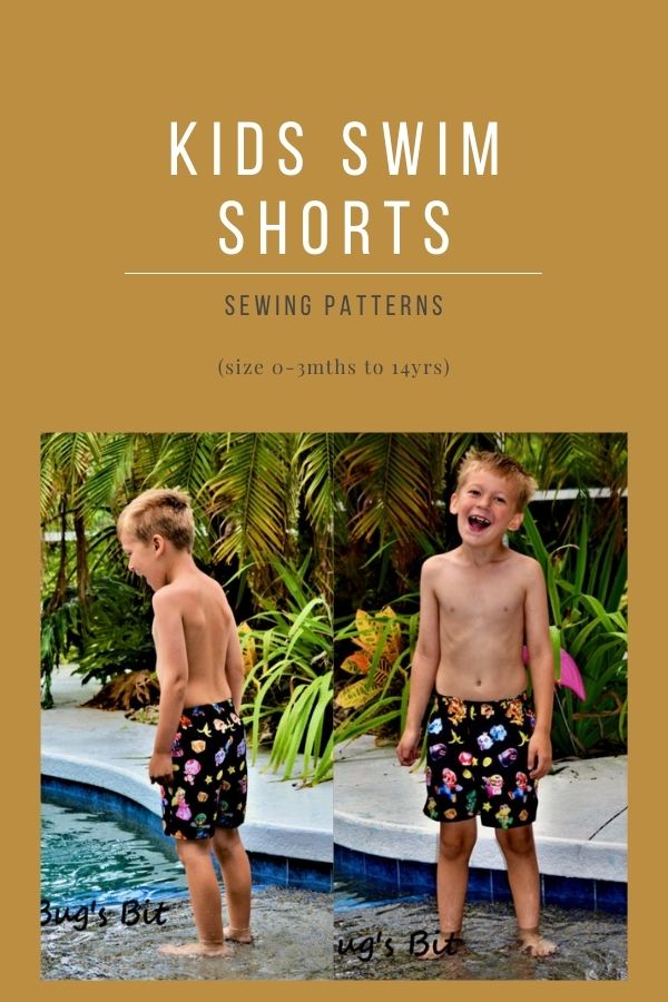 Kids Swim Shorts sewing patterns (size 0-3mths to 14yrs)