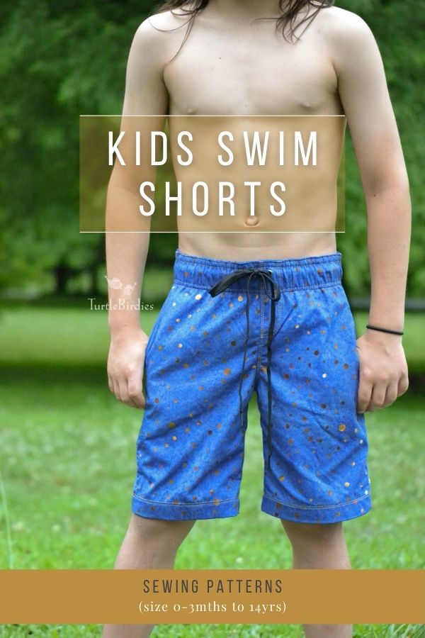 Kids Swim Shorts sewing patterns (size 0-3mths to 14yrs)