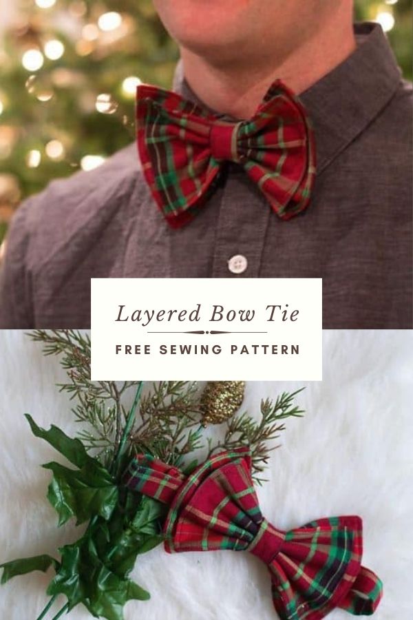 FREE sewing pattern for a Layered Bow Tie