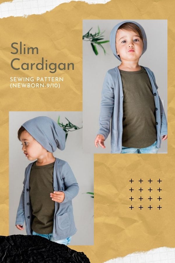 Sewing pattern for a kids Slim Cardigan (Newborn-9/10)