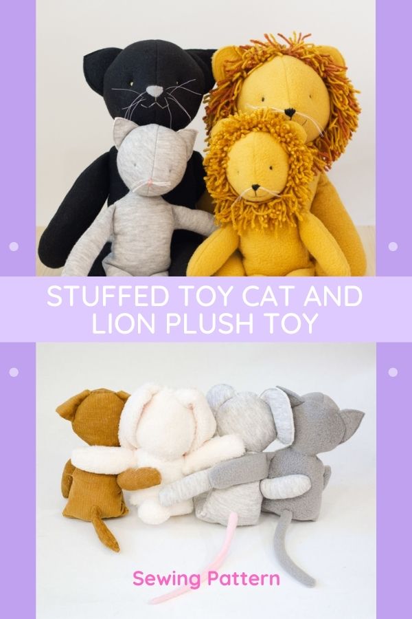 Toy Sewing pattern for the Stuffed Toy Cat and Lion Plush Toy