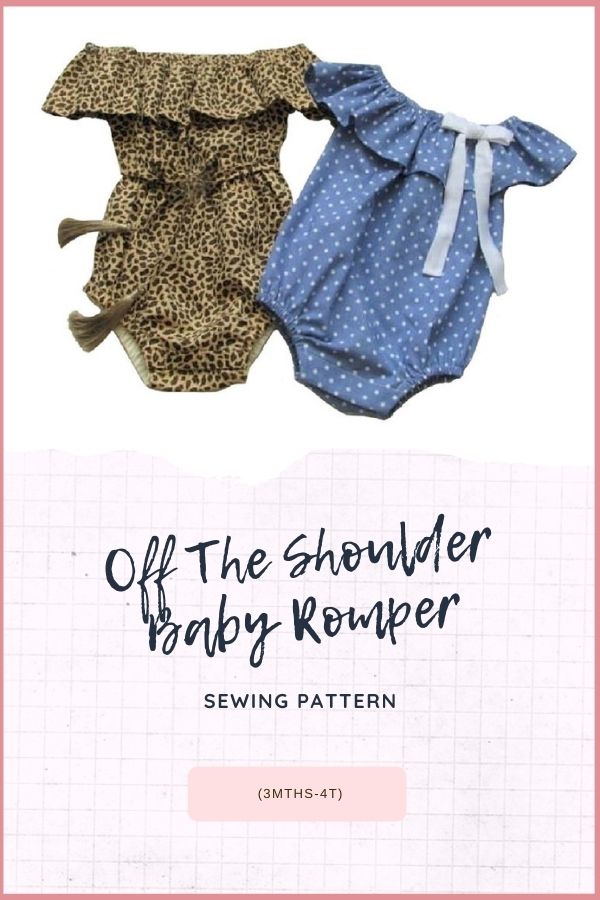 Sewing pattern for the Off The Shoulder Baby Romper (3mths-4T)
