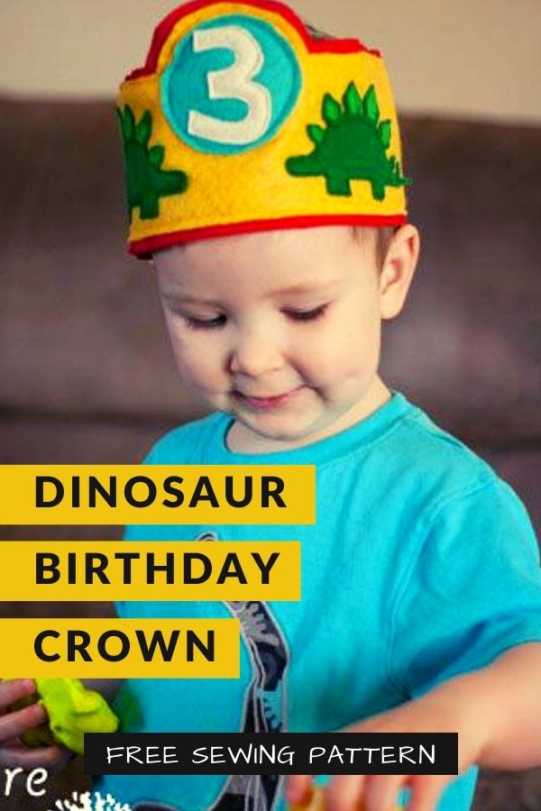 FREE Sewing pattern for the Dinosaur Birthday Crown