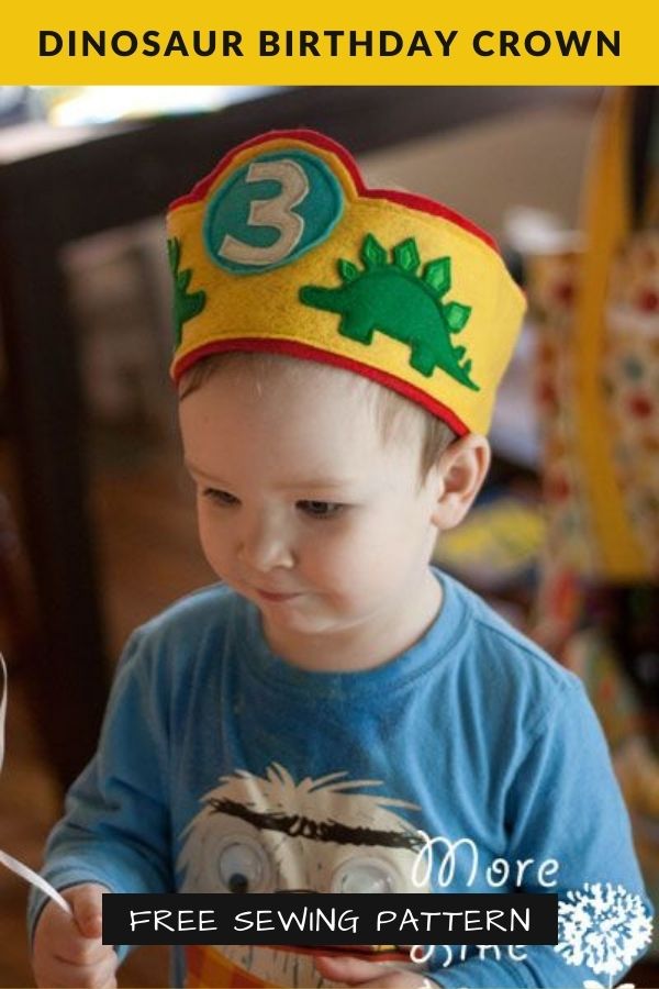 FREE Sewing pattern for the Dinosaur Birthday Crown