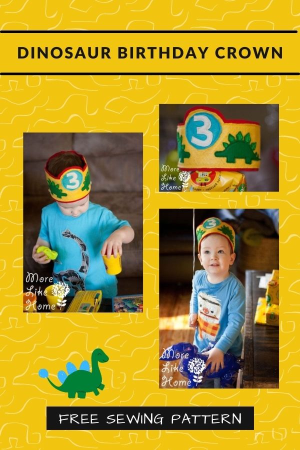 FREE Sewing pattern for the Dinosaur Birthday Crown