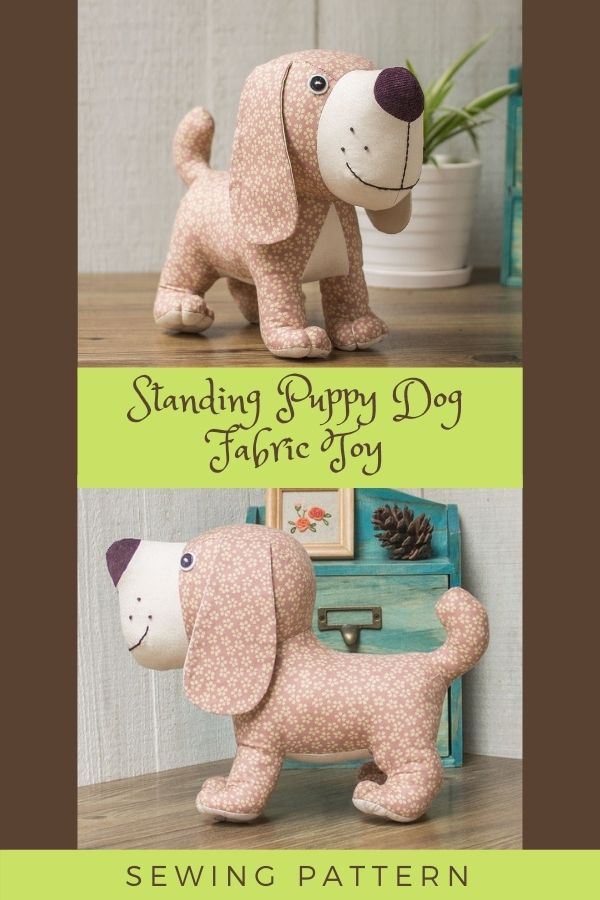 Sewing pattern for a Standing Puppy Dog Fabric Toy