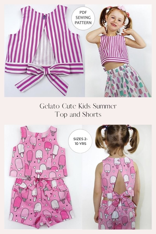 Gelato Cute Kids Summer Top and Shorts pattern (Sizes 2-10 yrs)