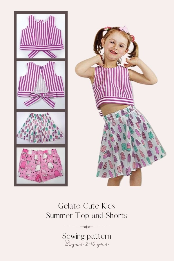 Gelato Cute Kids Summer Top and Shorts pattern (Sizes 2-10 yrs)