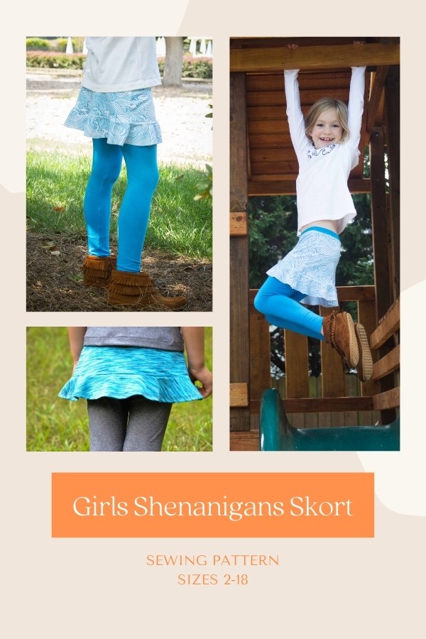 Girls Shenanigans Skort sewing pattern (Sizes 2-18)