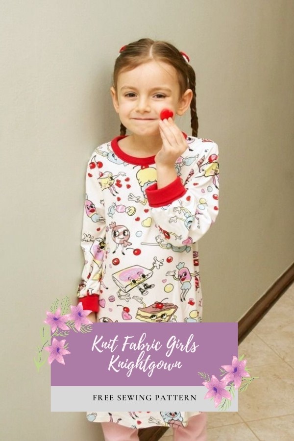 Knit Fabric Girls Knightgown FREE sewing pattern