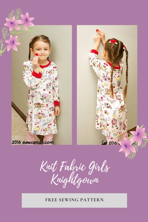 Knit Fabric Girls Knightgown FREE sewing pattern