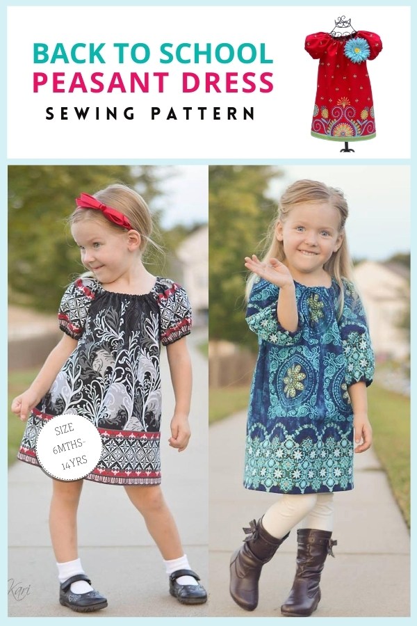 Back To School Peasant Dress sewing pattern (6mths-14yrs)