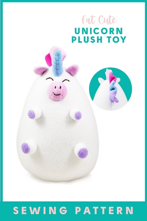 Fat Cute Unicorn Plush Toy sewing pattern