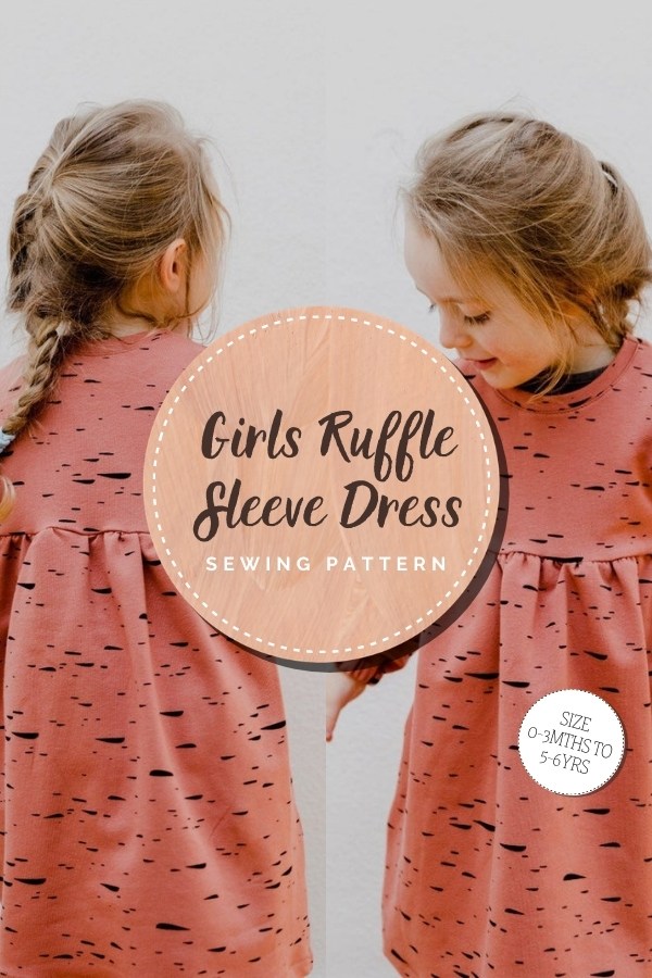 Girls Ruffle Sleeve Dress sewing pattern (0-3mths to 5-6yrs)