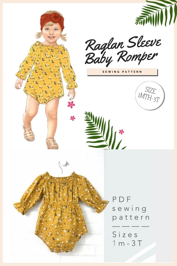 Raglan Sleeve Baby Romper sewing pattern (1mth-3T)