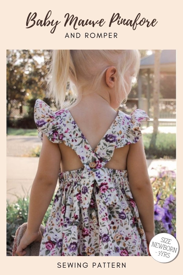 Baby Mauve Pinafore and Romper sewing pattern (Newborns-3yrs)