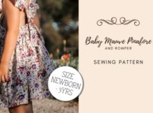 Baby Mauve Pinafore and Romper sewing pattern (Newborns-3yrs)
