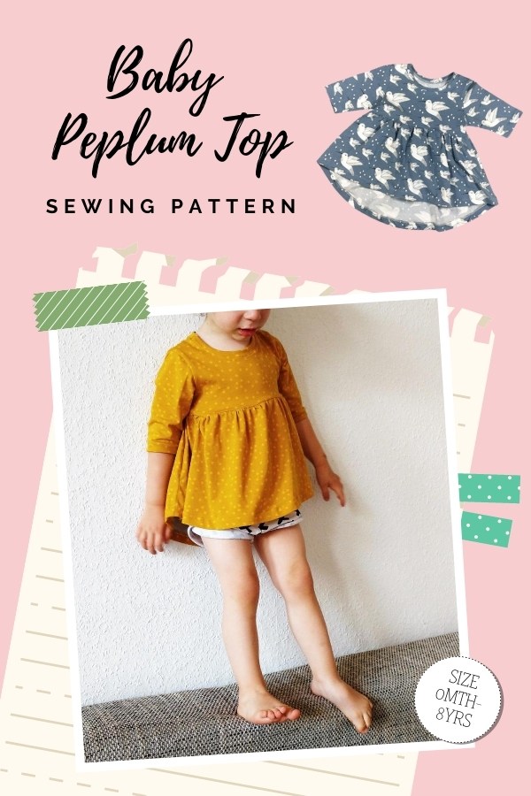 Baby Peplum Top sewing pattern (Newborn-6yrs)