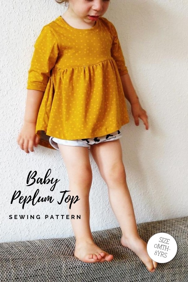 Baby Peplum Top sewing pattern (Newborn-6yrs)