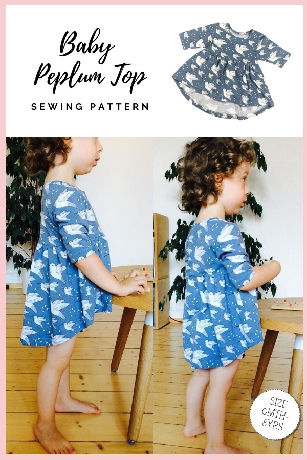 Baby Peplum Top sewing pattern (Newborn-6yrs)