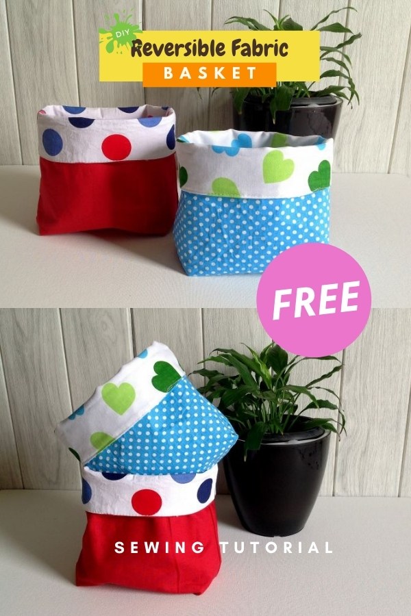 DIY Reversible Fabric Baskets FREE sewing tutorial