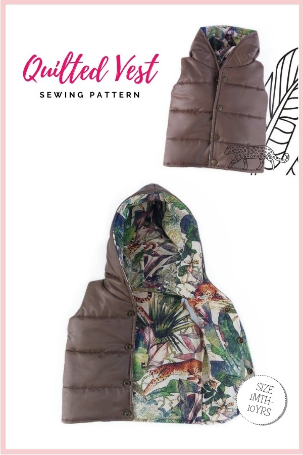 Quilted Vest sewing pattern (1mth-10yrs)