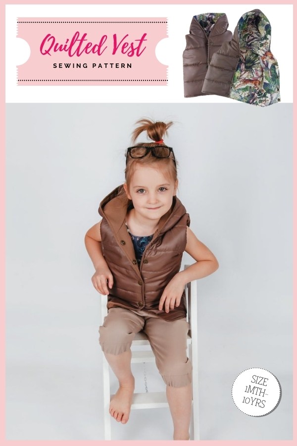 Quilted Vest sewing pattern (1mth-10yrs)